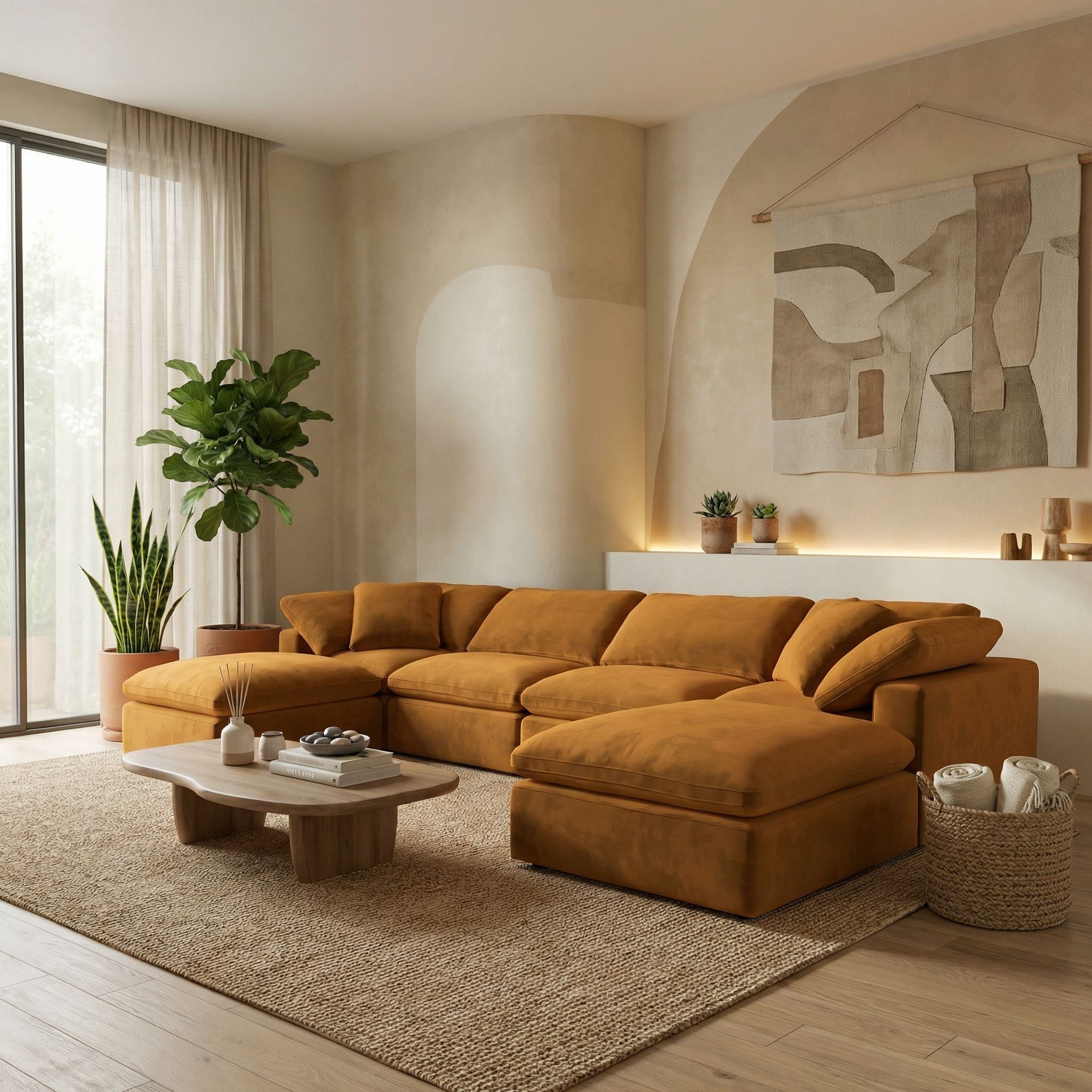 Fluff 4 Piece Sect. W/ Dbl. Ottoman | Oversized Sofa — Home by